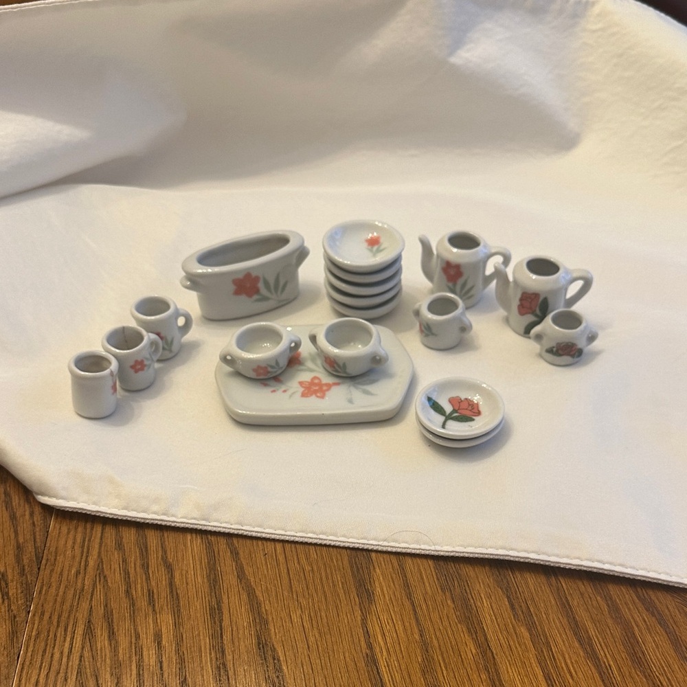 Miniature Floral Tea Set Vintage 1:12 scale perfect for collectors or doll house
